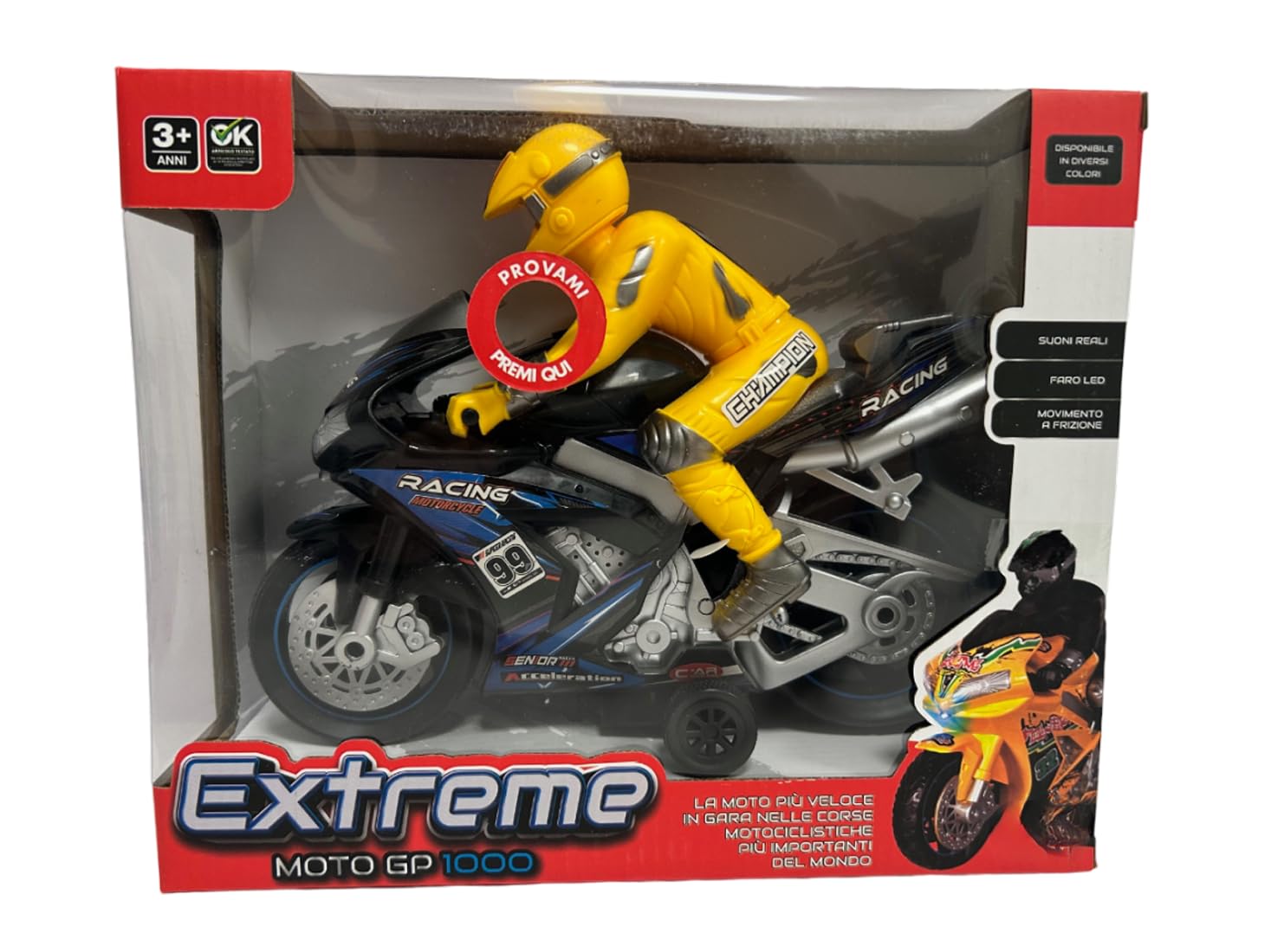 Generico Juguete para moto, luces y sonidos reales, para moto, con piloto grande, para carreras de embrague, Super Racing, para moto, juguete de carretera deportivo, colores surtidos (B)