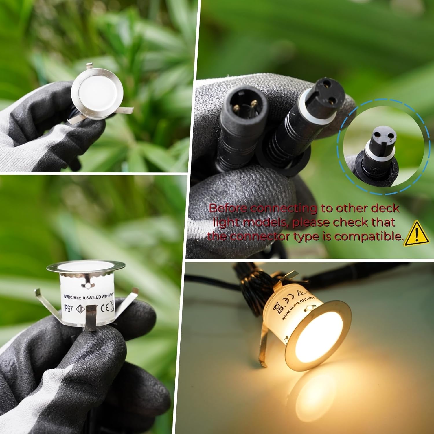 20 Pack Dimmable Recessed Deck Stair Lighting All-in-one with Timer Photocell Sensor Transformer Low Voltage LED Step Riser Lights IP67 Waterproof φ1.26 12V Warm White Patio Kit Decorations