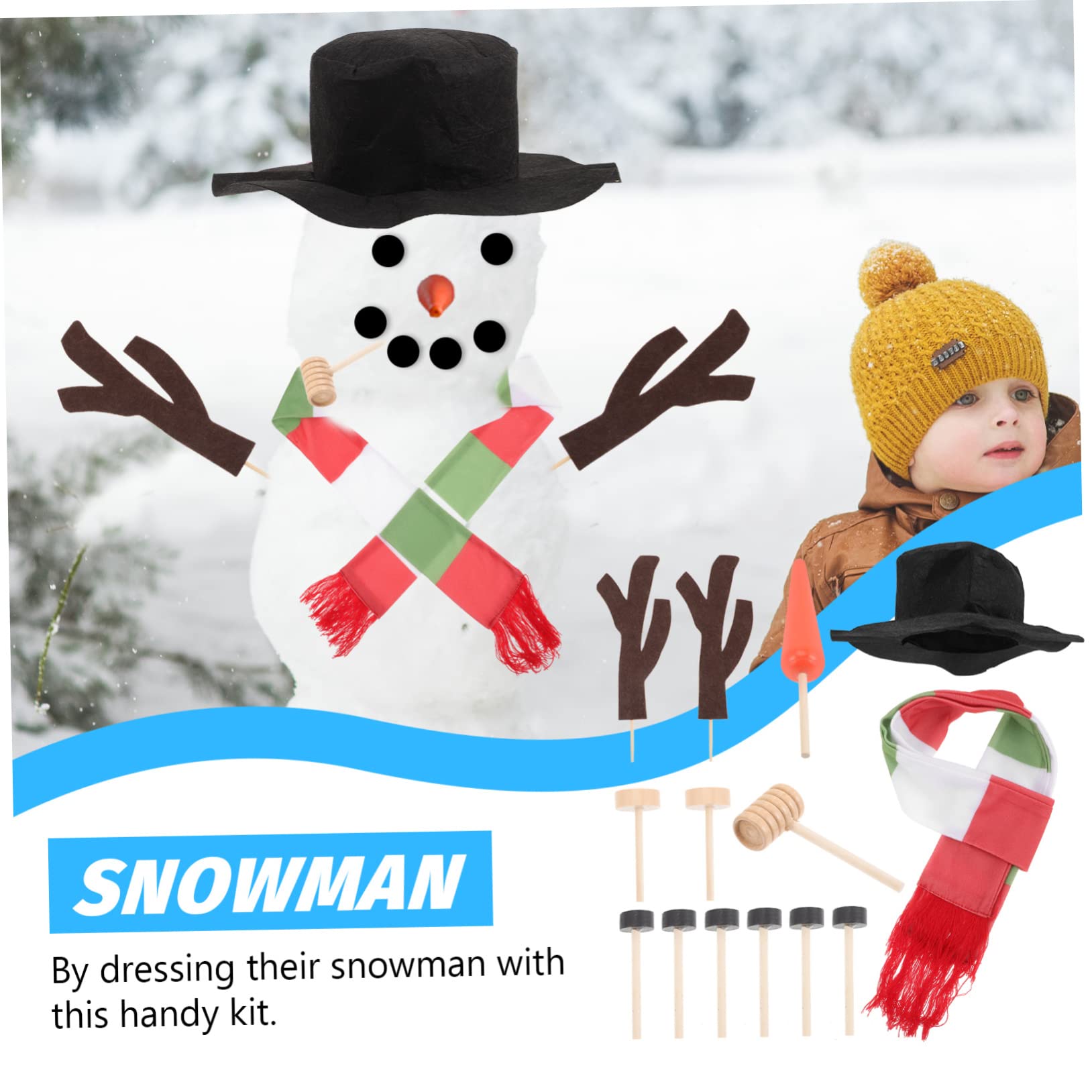 TOPBATHY 5 Sätze Weihnachtsschneemann Requisiten Winterspielzeug Für Draußen Schneemann-Karotten-nasenpfeife Schneemann Geweih Weihnachtsschneemann Dekorationsset Schneemann Bausatz Hölzern
