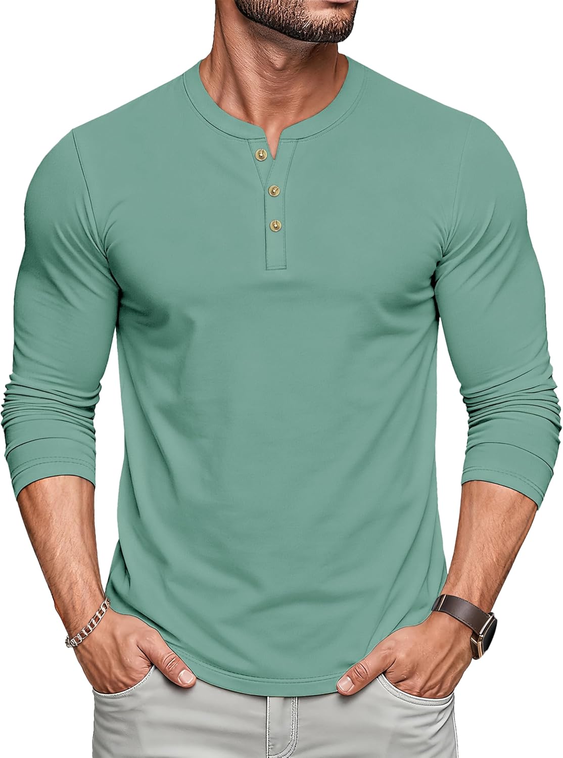 MAGCOMSEN Men's Henley Shirts Long Sleeve Button Shirts Moisture Wicking Tees Casual Basic Solid Pullover Shirt