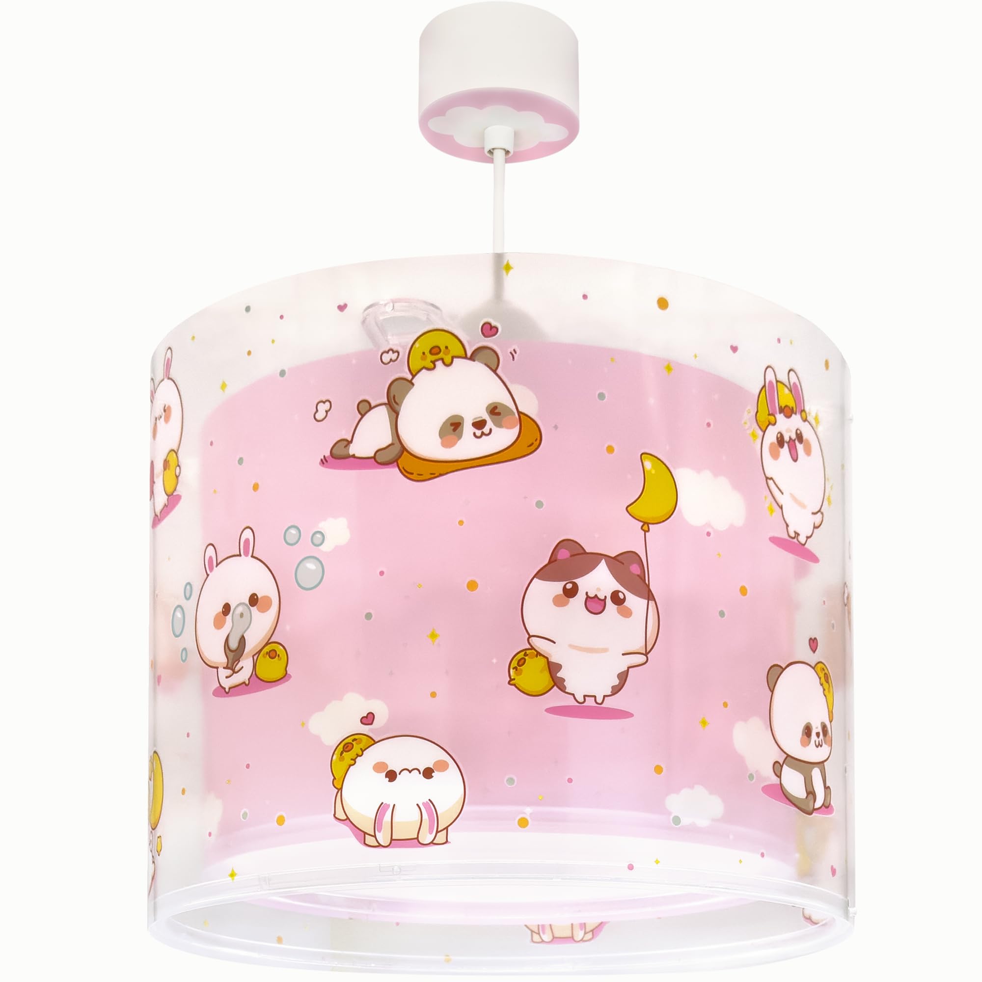 Dalber Lampada a sospensione Kawaii Friends, con animali rosa, modello 41762MS, attacco E27, ideale per bambini e camerette.