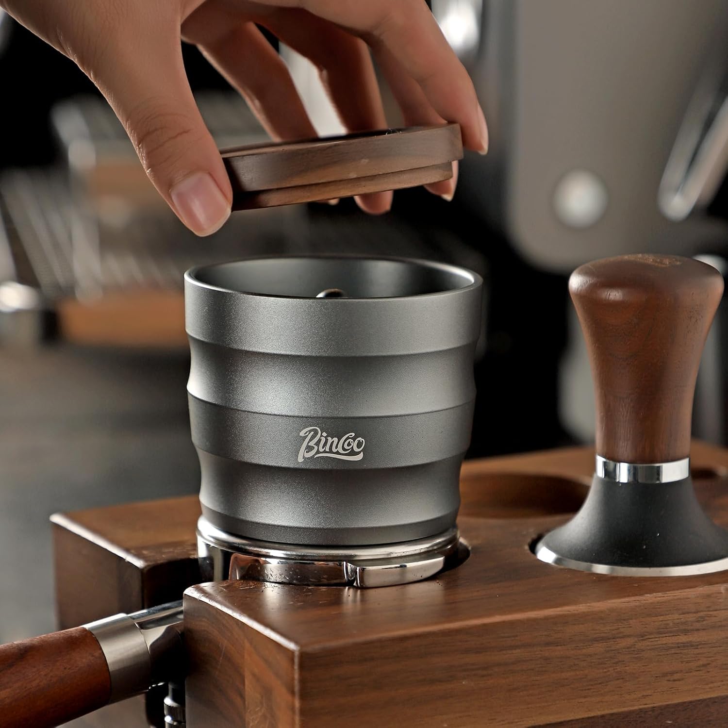 Bincoo Aluminum Alloy Dosing Rings Press for Coffee Powder-Espresso Powder Receiver Cup,Coffee Powder Receiver Container,Espresso Grounds Cup 51mm/53mm/58mm(Sliver)