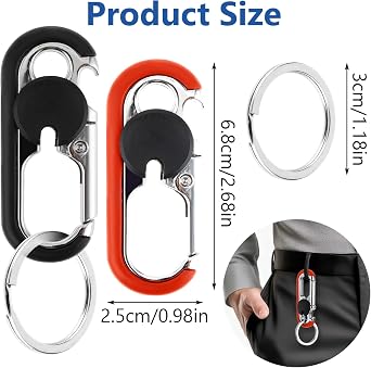 Ouligay 2pcs Key Chains for Men, Anti-Loss Car Key Chain with Hook, Car Keyring with Double Keyrings Personalized Heavy Duty Key Ring