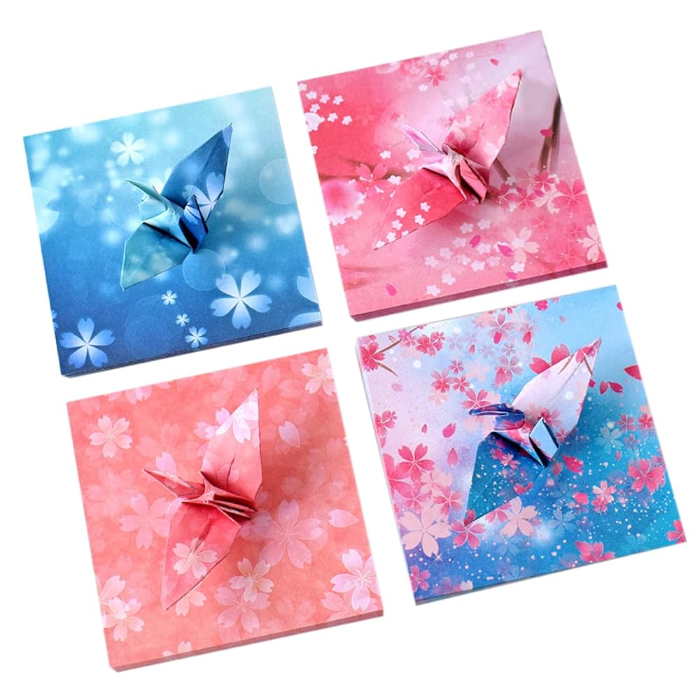 Amazon | nijimomo 折り紙 4種 400枚 両面 9.5cm 桜 マーブル