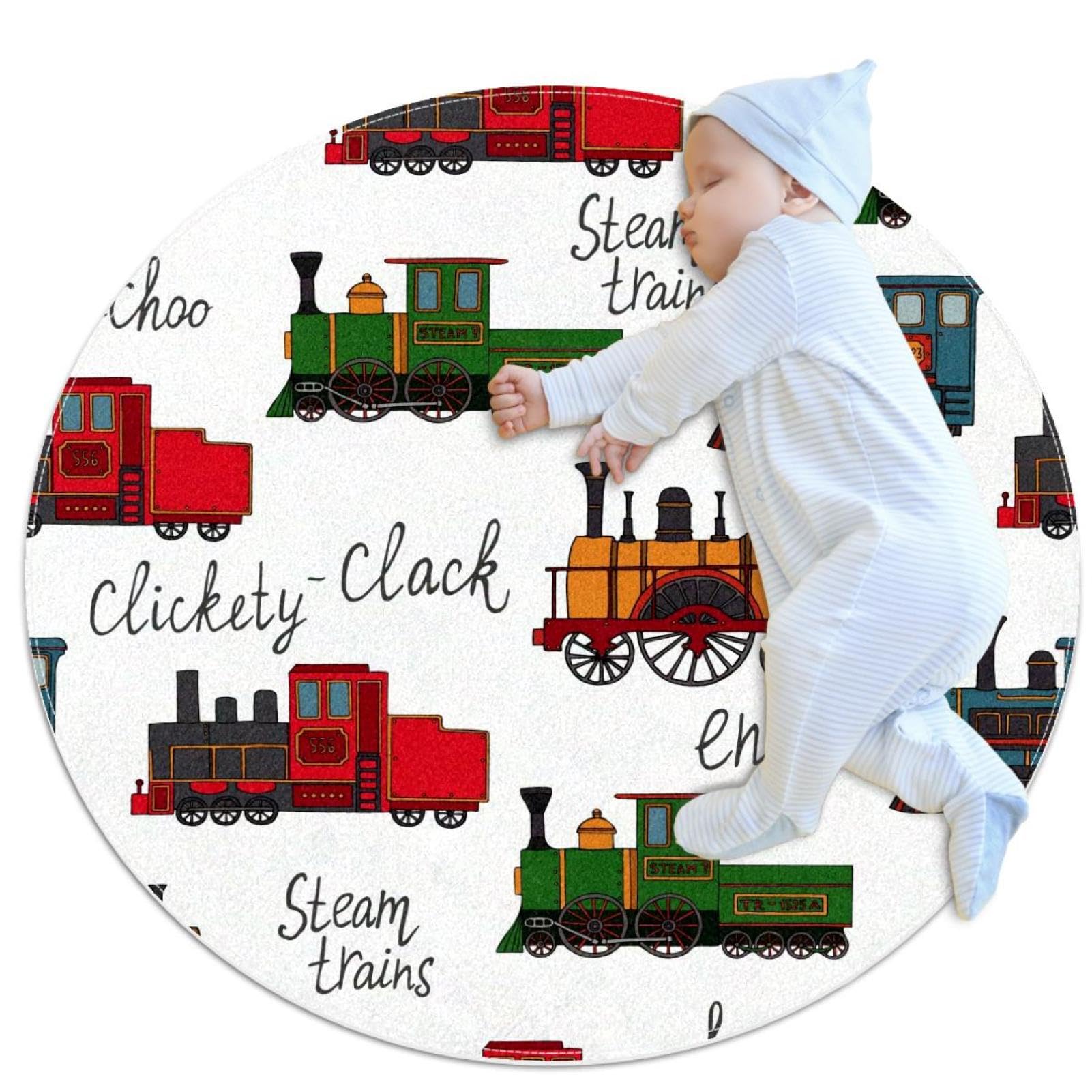 Tapis de salle de bain motif trains à vapeur finition soignée pour chambre 1m