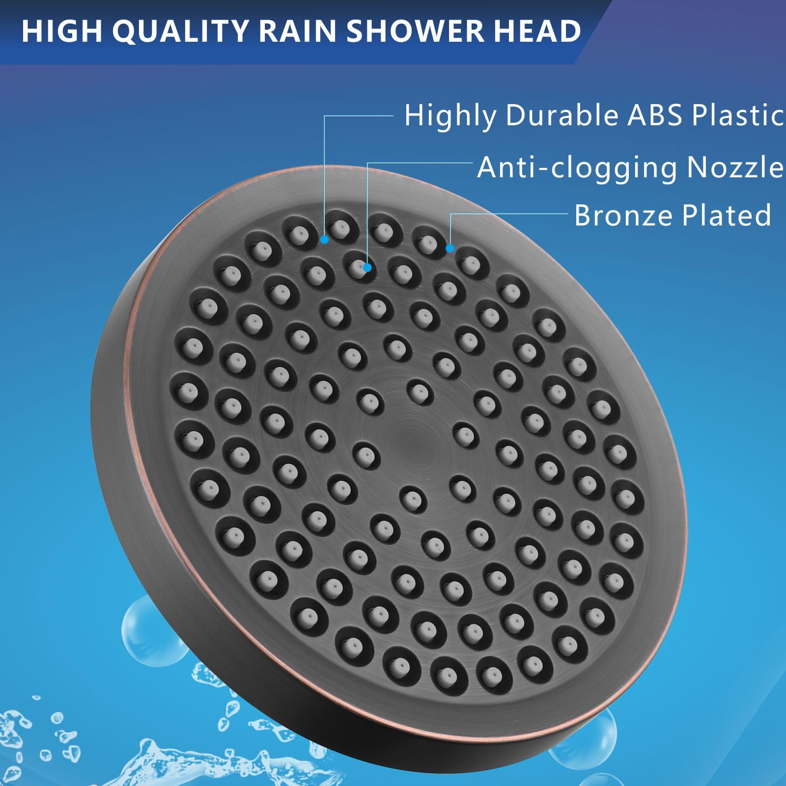 Juego de cabezal de ducha filtrado de alta presión, filtro de ducha de lluvia de 6 pulgadas para agua dura, cabezal de ducha redondo universal de 20 etapas de filtración elimina impurezas para