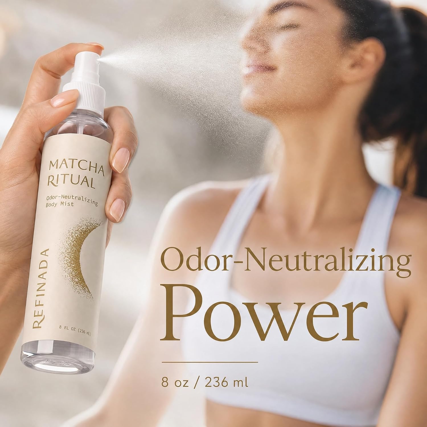 Matcha Ritual Post Workout Body Mist for Women | Odor Neutralizing Spray & Gym Essential | Clean Beauty Alcohol Free, Paraben Free, Phthalate Free | 8 fl oz