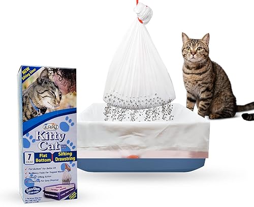 Alfapet Juego de 42 revestimientos para cajas de arena para gatos, parte inferior plana, reforzados, diseño XL para bandejas grandes, 13 galones