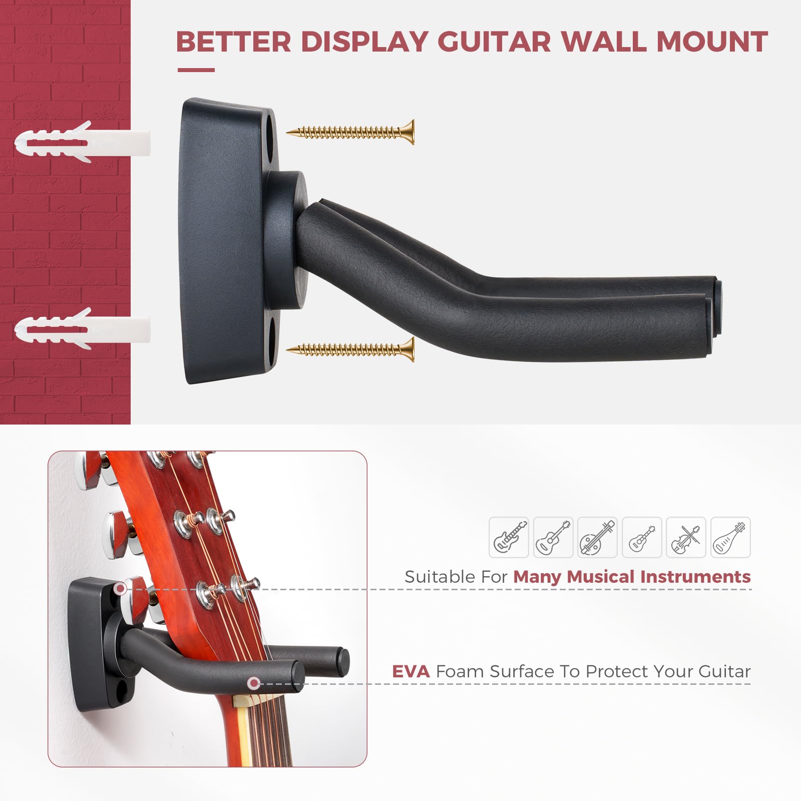 Cejilla de guitarra, afinador, colgador de pared para guitarra, púas de guitarra, limpiador de cuerdas de guitarra, kit de accesorios para guitarra, violín, bajo, ukelele