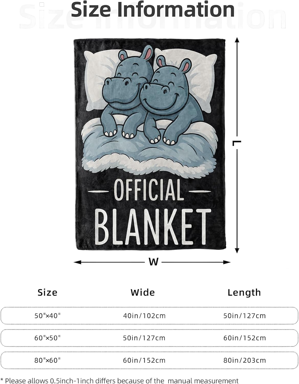 Cartoon Hippo Blanket 50x60 in, Flannel Throw Blankets for Travel Camping Sofa Living Room Decor, Lightweight Cozy Soft Fuzzy Gifts for Women Adults Kids - Image 3