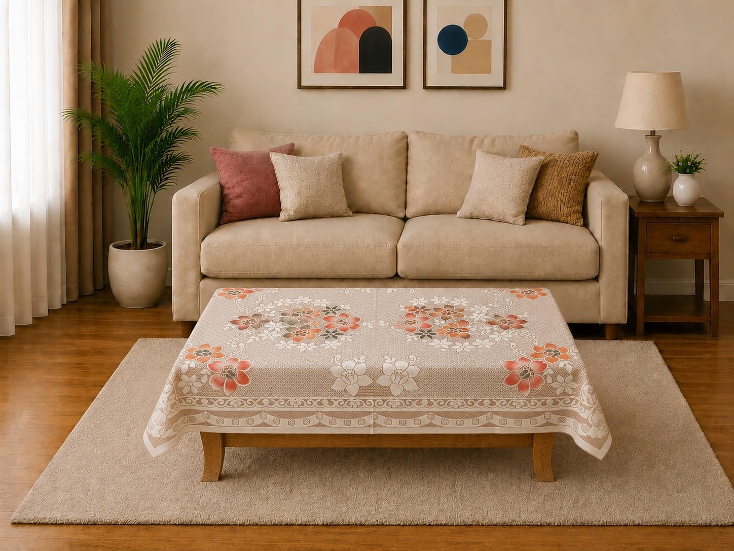 Premium Cotton Table Cloth 40x60 Inch | 4 Seater Rectangular Printed Center & Dining Table Cover | Washable & Reusable Table Cloth for Kitchen, Dining Room & Home Décor | Pack of 1 (Rust)-image-30