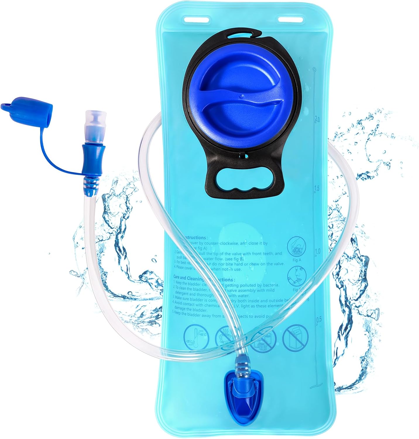 MIYCOO Hydration Bladder, 2L Leak Proof Water Bladder for Hiking Backpack, BPA Free Wide Opening Water Reservoir Bag for Camping, Running, Cycling, Climbing