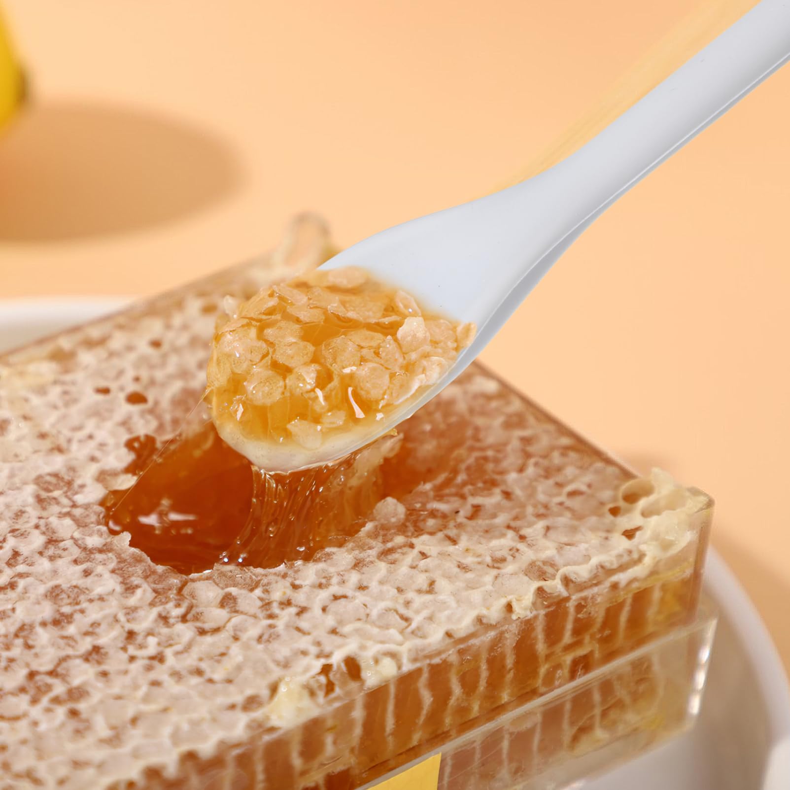 Cabilock Honey Stirring Stick Long Handle Silicone Covered Nylon Spoon for Easy Honey Mixing Serving