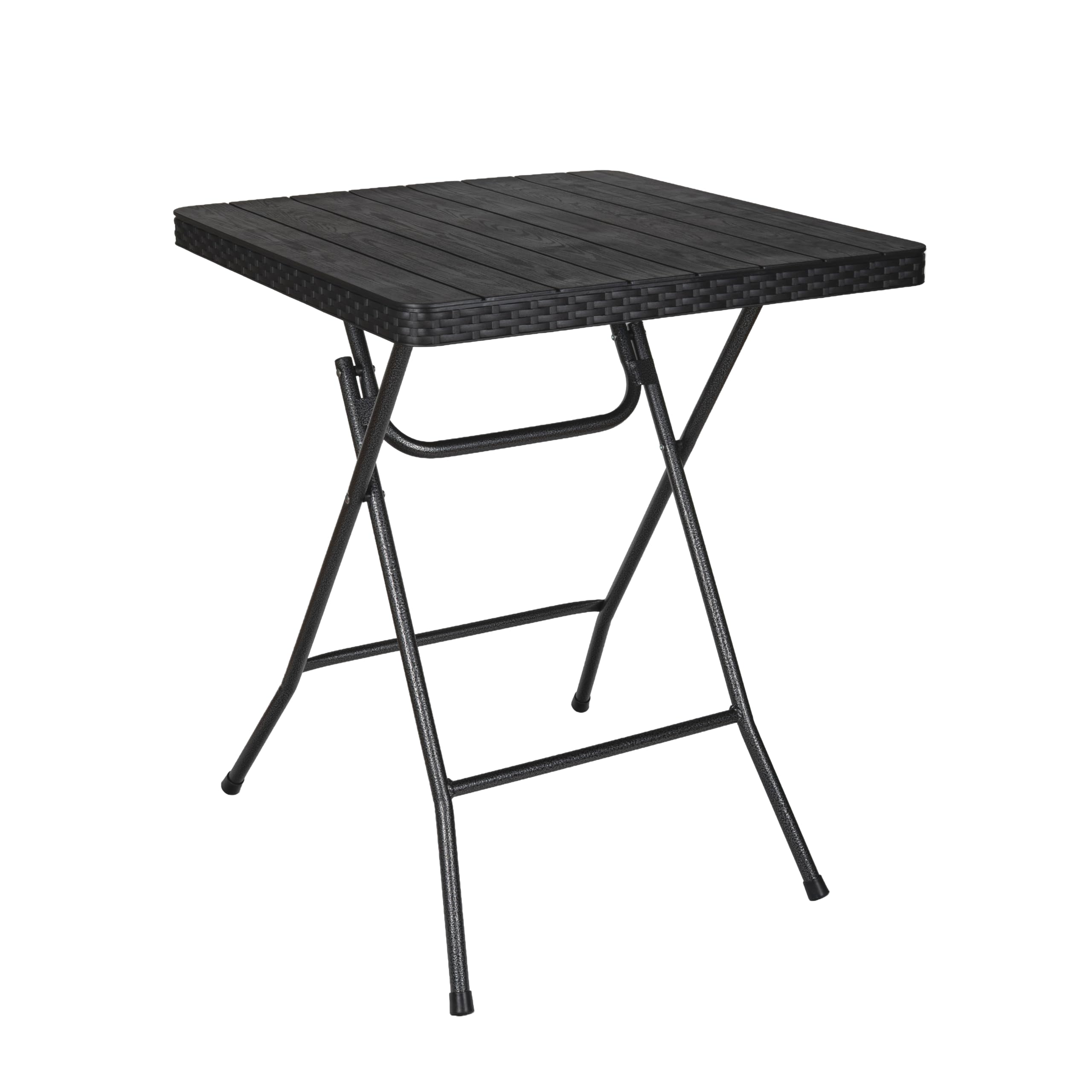 Koll Living Nomad Klapptisch 60x60 cm | Leichter Campingtisch faltbar | Kunststoff Tischplatte in Holzoptik Schwarz | Stabiler Metallrahmen | Tragbarer Gartentisch Balkon Camping 3,7 kg