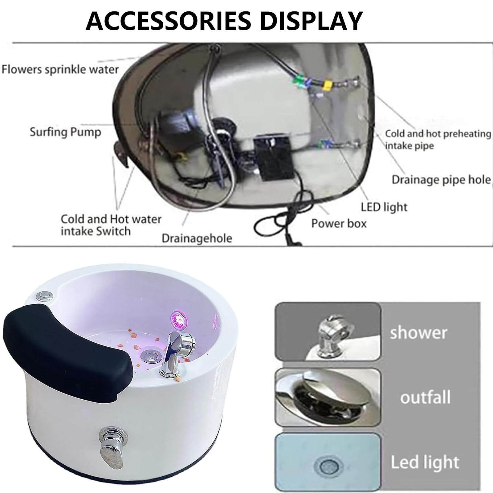 Pediluvio Massaggio Spa Ciotola Portatile Pedicure Ammollo I Piedi Massaggiatore Vasca Bagno Poltrona con Pediluvio Ciotola Vasca Massaggiatore Spa Professionale Pedicure Foot,C