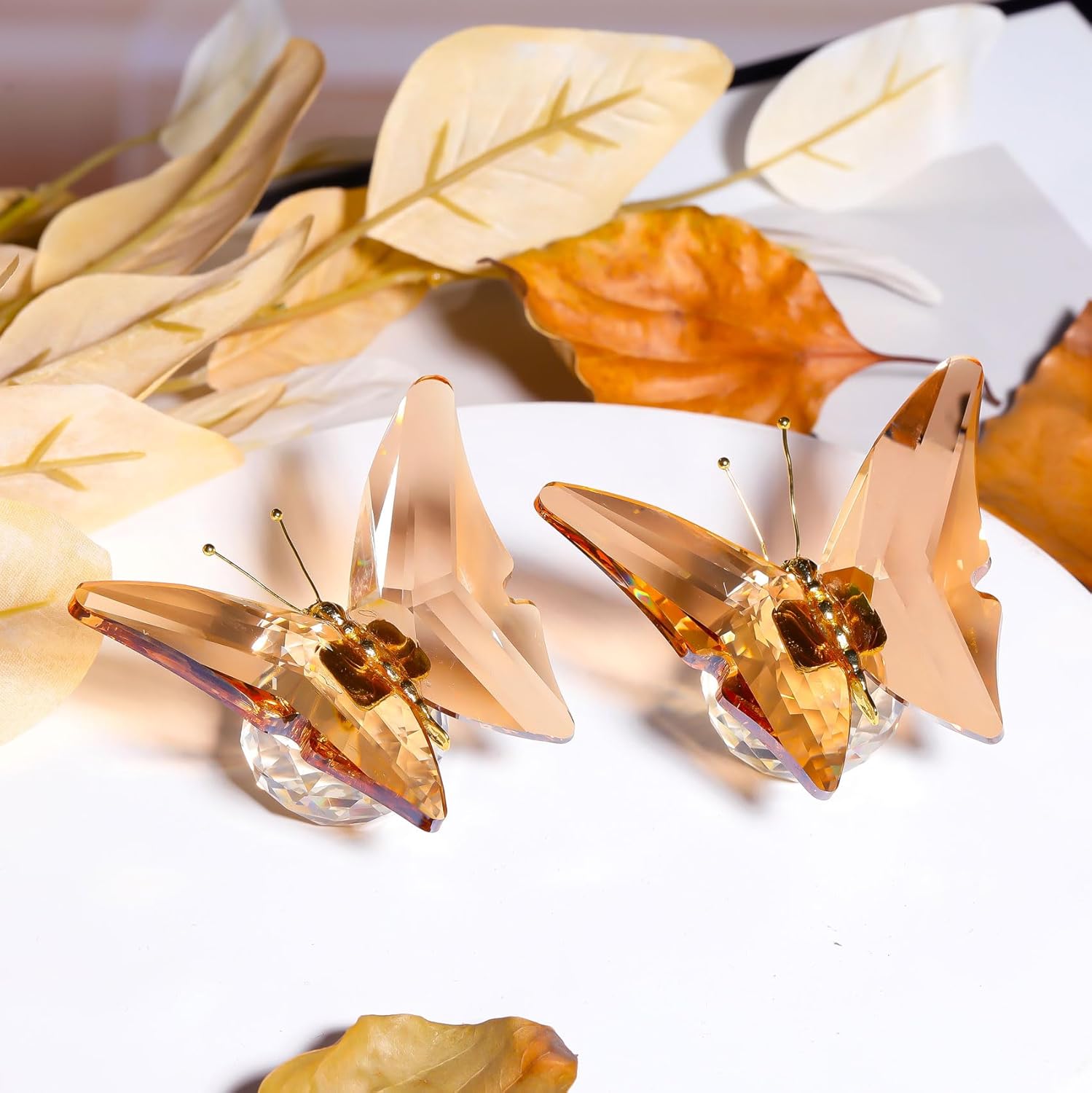 2 pcs Crystal Golden Butterfly Gifts for Women Butterflies Lovers Glass Butterfly Figurines Animal Statues for Desk Office Home Decor - Image 5