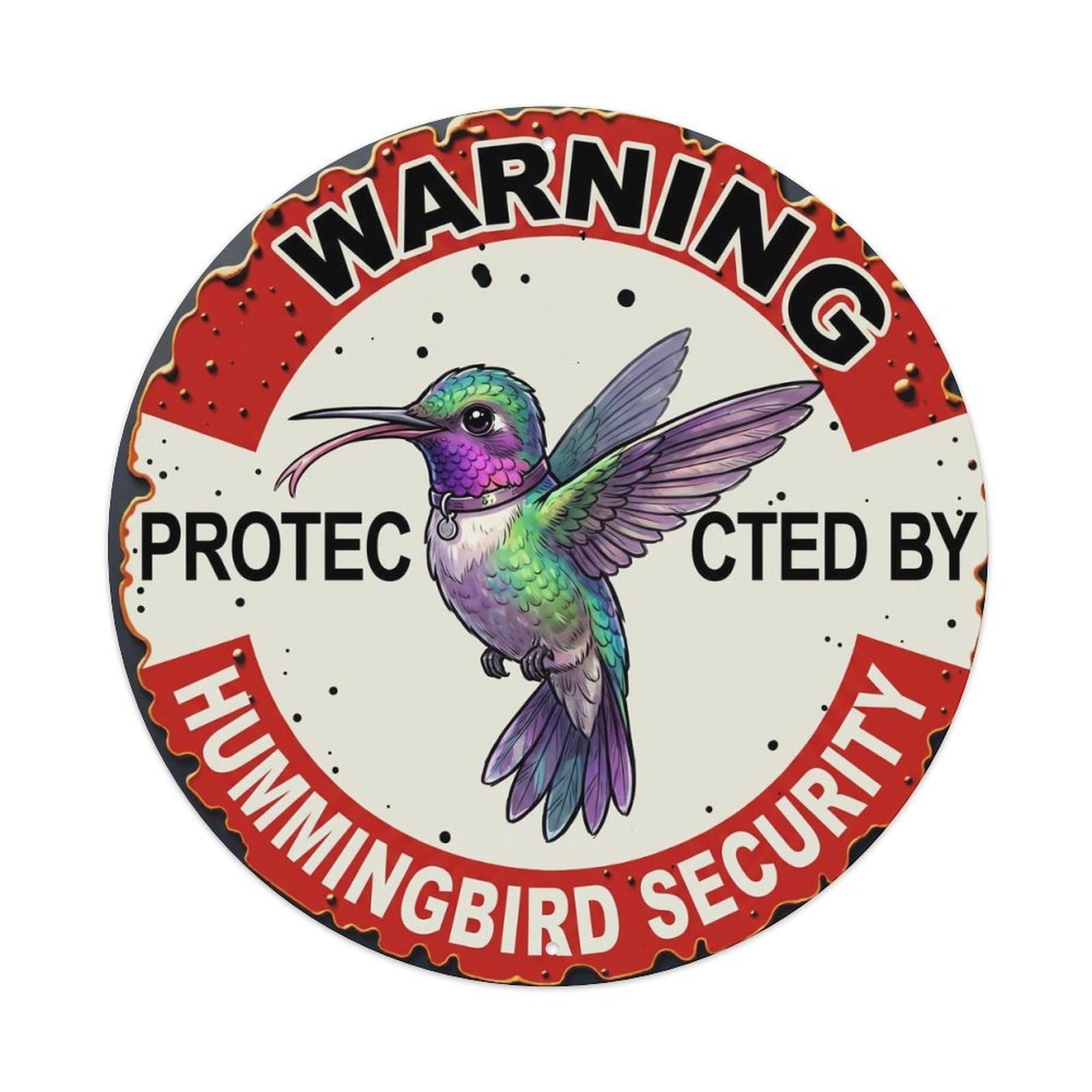 Tgrcjimh Style Metal Tin Sign Warning Protected By Hummingbird Security Vintage