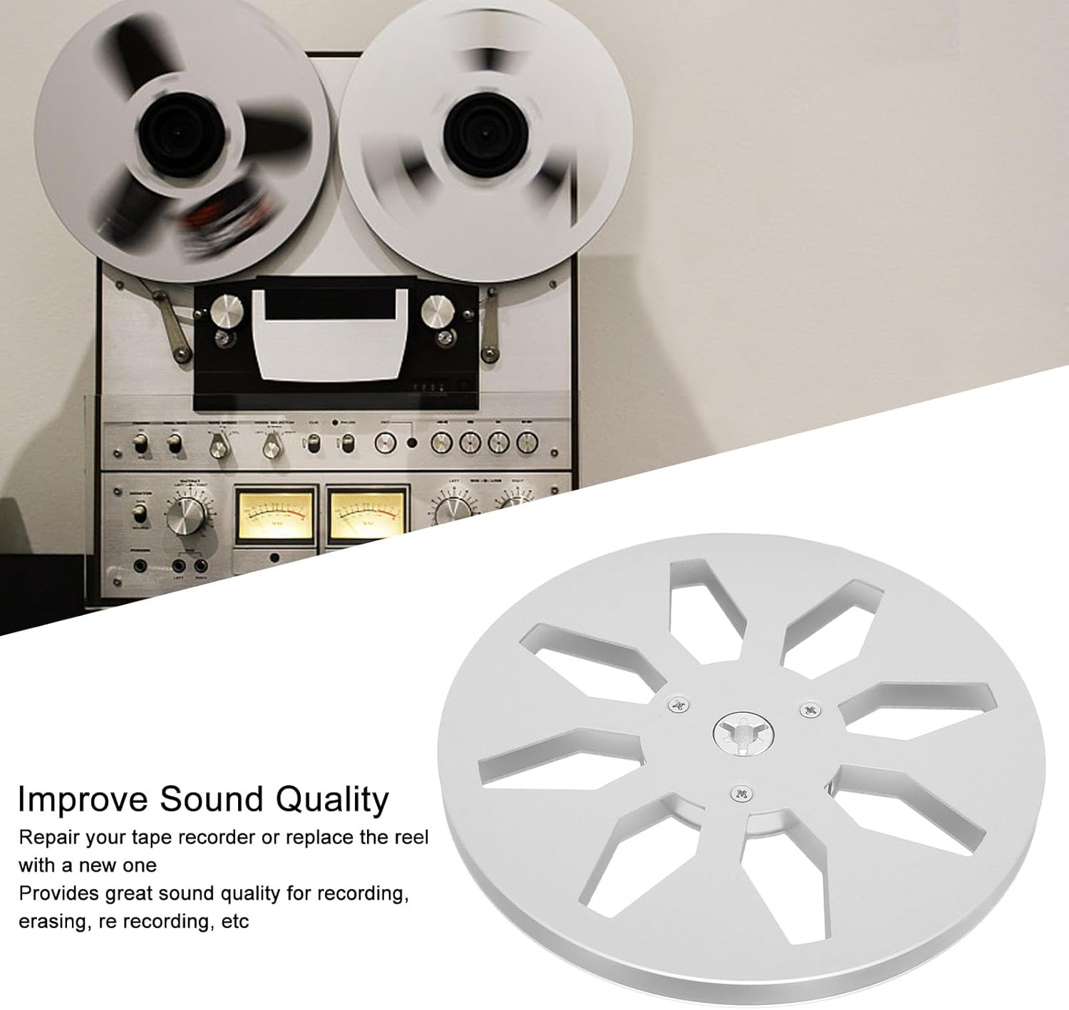 1/4 7 Inch Empty Tape Reel, 8 Hole Aluminum Alloy Open Reel Sound Tape Empty Reel for Pioneer, for AKAI, for TEAC, for Ampex and Other Reel to Reel Tapes.