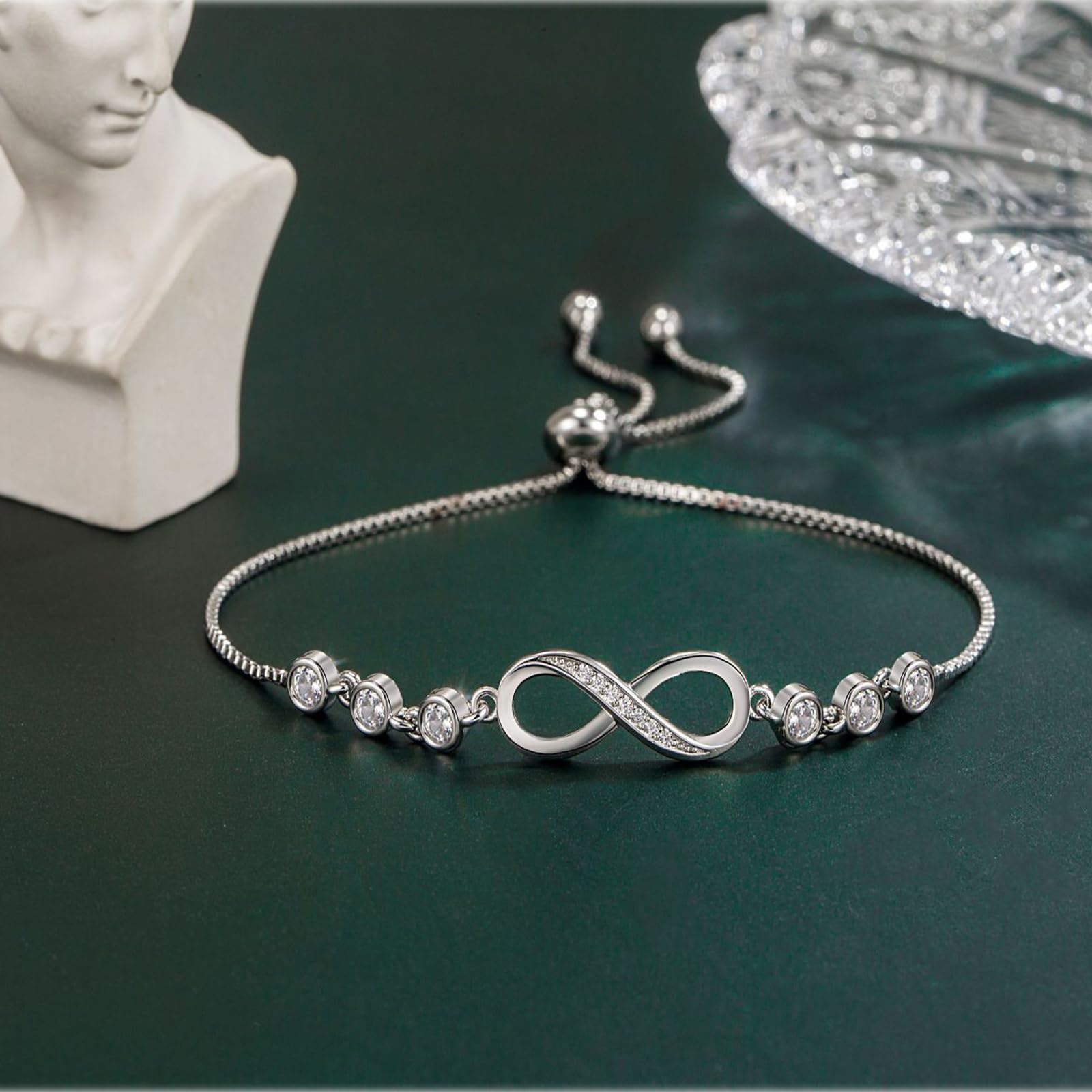 Braccialetto Donna Numero Regolabile E Bracciale Lettera per Le Donne, Accessorio di Moda Minimalista alla Moda-Bianco