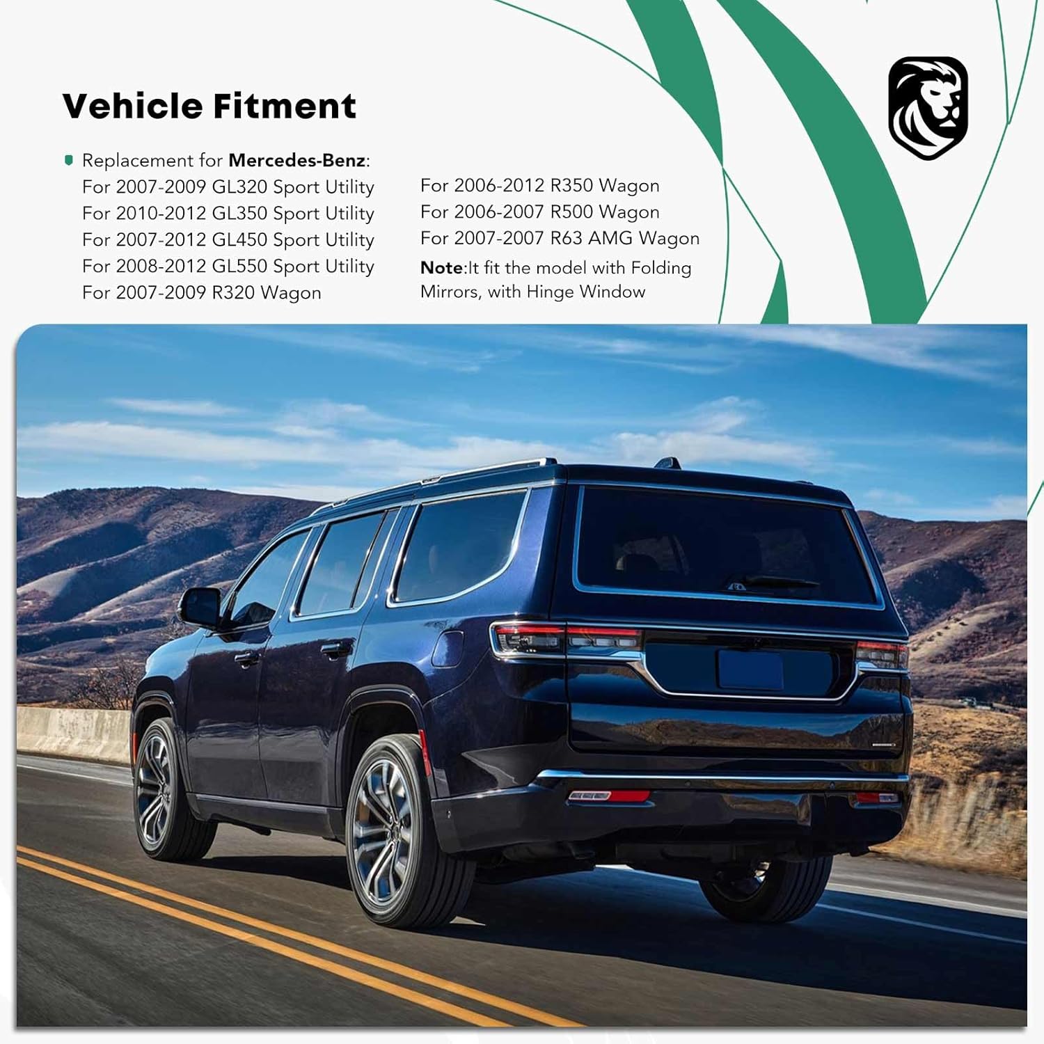 YHTAUTO Master Power Window Switch Driver Side Replacement for Mercedes-Benz W164 W251 R320 R350 R500 GL320 GL350 GL450 GL550, 3 Pins, w/Power Folding Mirrors, w/Hinge Window, Window Control Switch