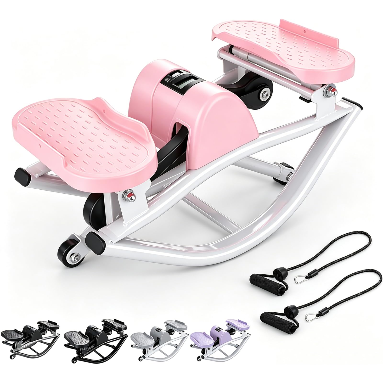 2026 New Lateral Rocking Stepper with Digital Counter & Non-Slip Mat, No Assembly Lightweight Home Fitness Machine for Low-lmpact Cardio（Pink）