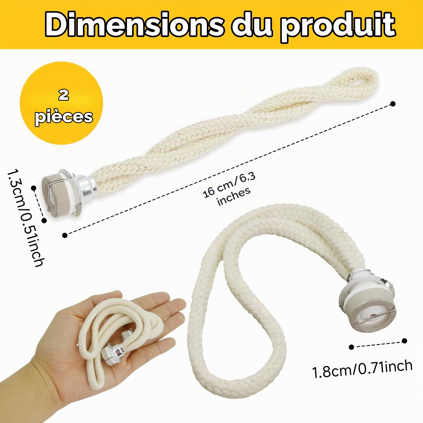2pcs Mèches de Lampe à Huile, Brûleur Catalytique pour Lampe Berger, Recharge et Décoration Maison, Compatible avec Lampe Parfumée, 18mm Diamètre, Accessoire d'Aromathérapie, Lot de Mèches