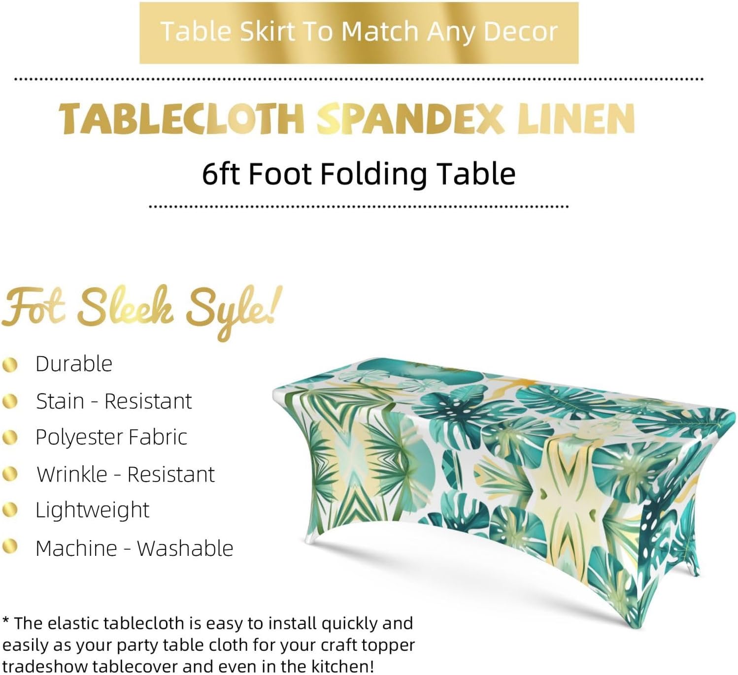 Tropical Beach Plant Theme Print Table Cover Rectangular Tablecloth for 6-Foot Tables for Wedding Banquets Outdoor