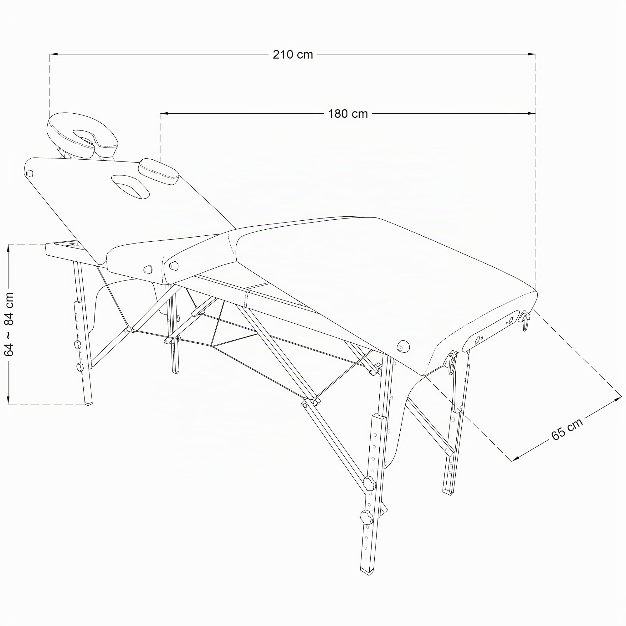 BELTOM® Table de Massage 4 Zones Portables Cosmetique lit esthetique avec Panneau Reiki + Sac - Noir