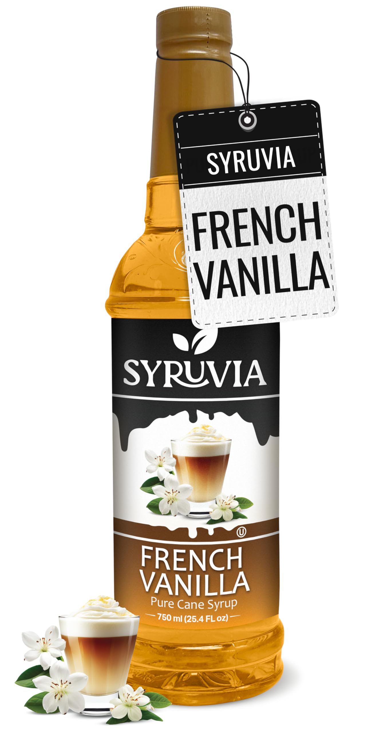 Coffee Syrup, French Vanilla Flavored Syrup for Drinks, Lattes, and Desserts – 25.4 fl oz