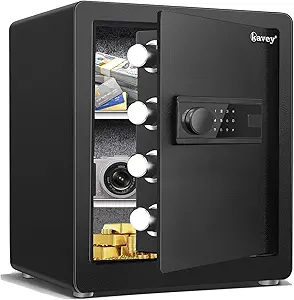 Kavey 2.0 Cub Safe Box, Steel Security Safe and Lock Box with Backlit Touch Screen Keypad, Dual Alarm System, Mute Function and LED Light for Home Office 12.6"D x 14.96"W x 17.72"H