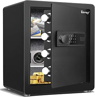 Kavey 2.0 Cub Safe Box, Steel Security Safe and Lock Box with Backlit Touch Screen Keypad, Dual Alarm System, Mute Function and LED Light for Home Office 12.6"D x 14.96"W x 17.72"H
