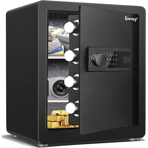 Kavey 2.0 Cub Safe Box, Steel Security Safe and Lock Box with Backlit Touch Screen Keypad, Dual Alarm System, Mute Function and LED Light for Home Office 12.6"D x 14.96"W x 17.72"H
