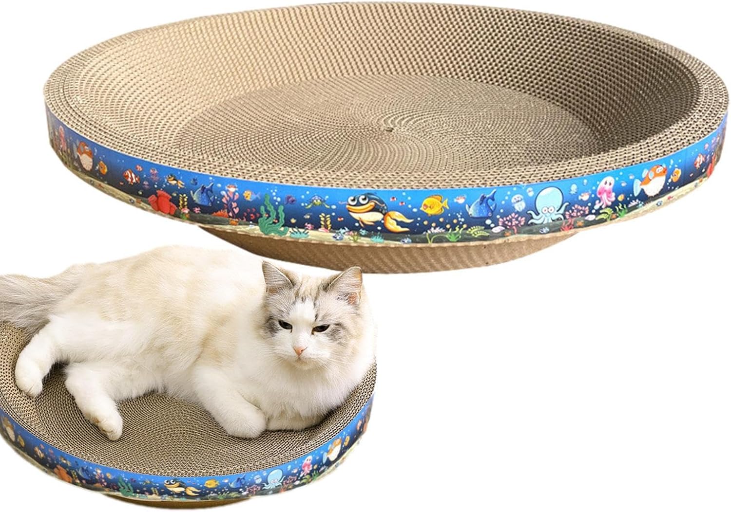 Cardboard Cat Scratchers, 2 In 1 Oval Cat Scratcher Cardboard Bowl Nest