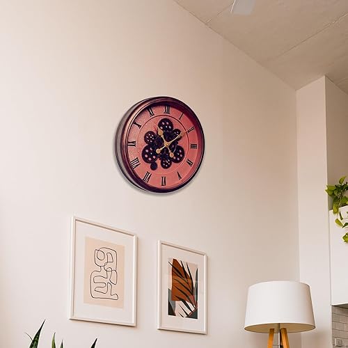 Miniatura 8 de Evursua Reloj de pared grande de 15.2 pulgadas con engranajes reales, reloj de pared móvil vintage industrial steampunk estética, arte para