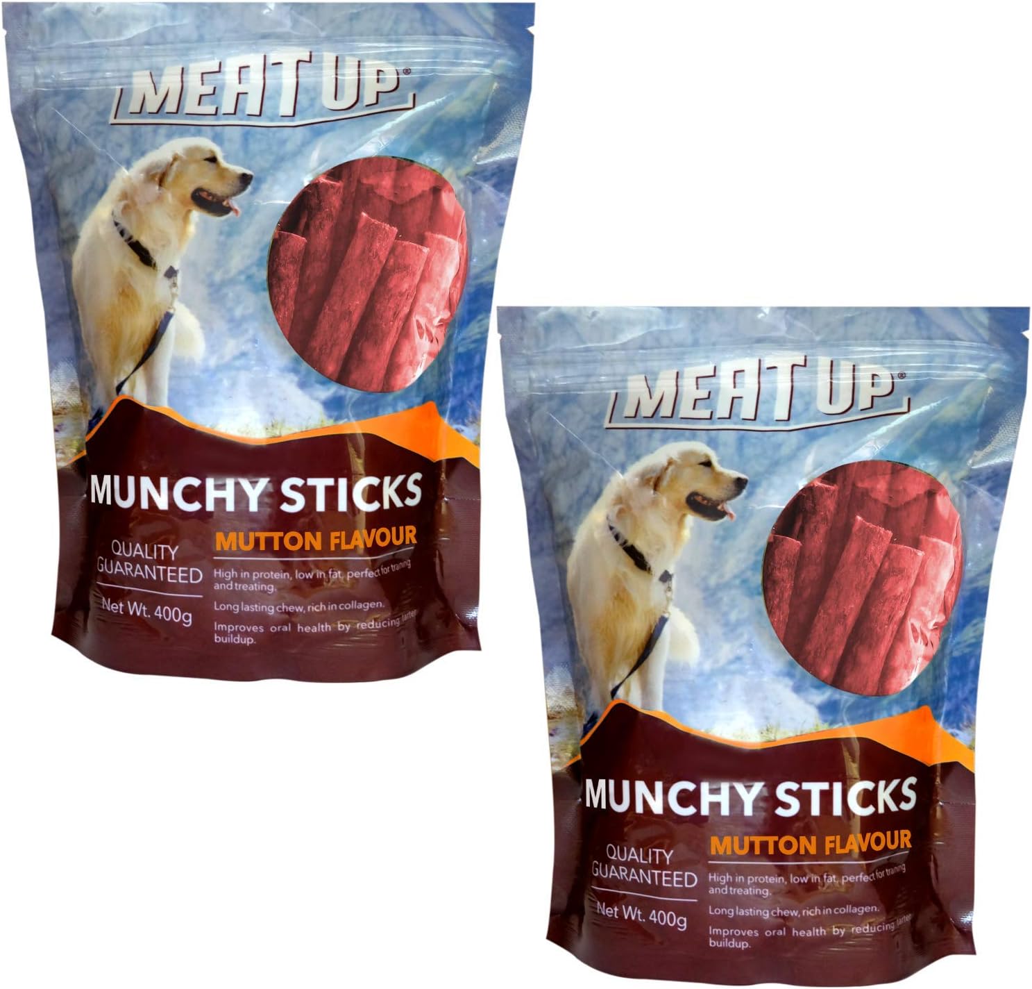 Meat Up Munchy Sticks,Dog Treat, Chicken Flavour, 800 Gm ( 2 x 400 Gm )| Rich In Protein, Low-Fat, Improves Oral Health | Perfect For Training & Rewarding
