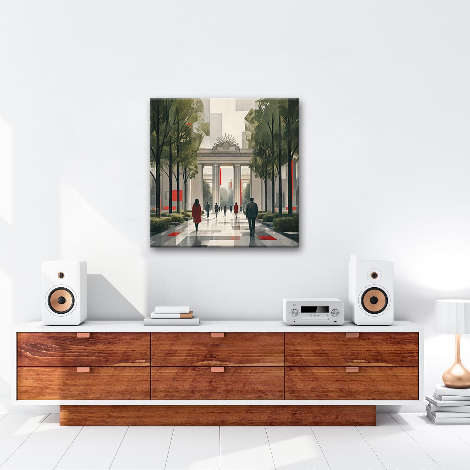 deyoli Obraz na płótnie Ludzie przed monumentalnym łukiem 70 x 70 cm