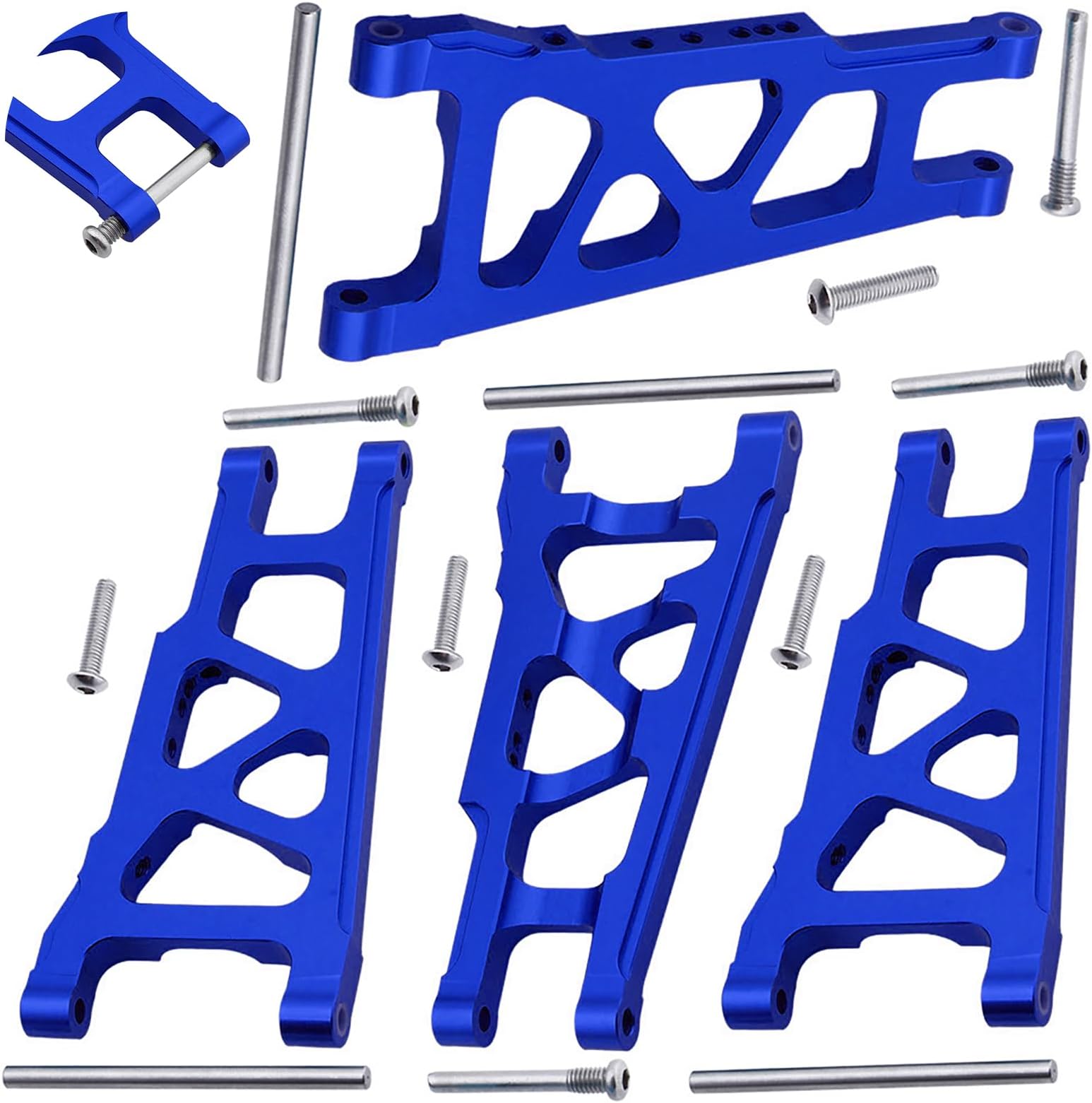 HobbyPark Aluminum Front & Rear Suspension Arms for 1/10 Traxxas Slash 4x4, Stampede 4x4, Rustler 4x4 VXL, Replacement of 3655 Option Hop Ups (4-Pack)