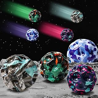 مجموعة كرات نطاطة من فيوجرلي مكونة 4 قطع زنبركية بطابع الفضاء قفز عالية مطاطية القمر لحفلات الأطفال