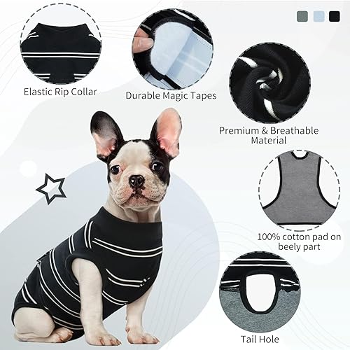 Miniatura 134 de Kuoser Traje de recuperación para perros después de la cirugía, traje de cirugía para perros hembra, esterilización masculina, mameluco para perros