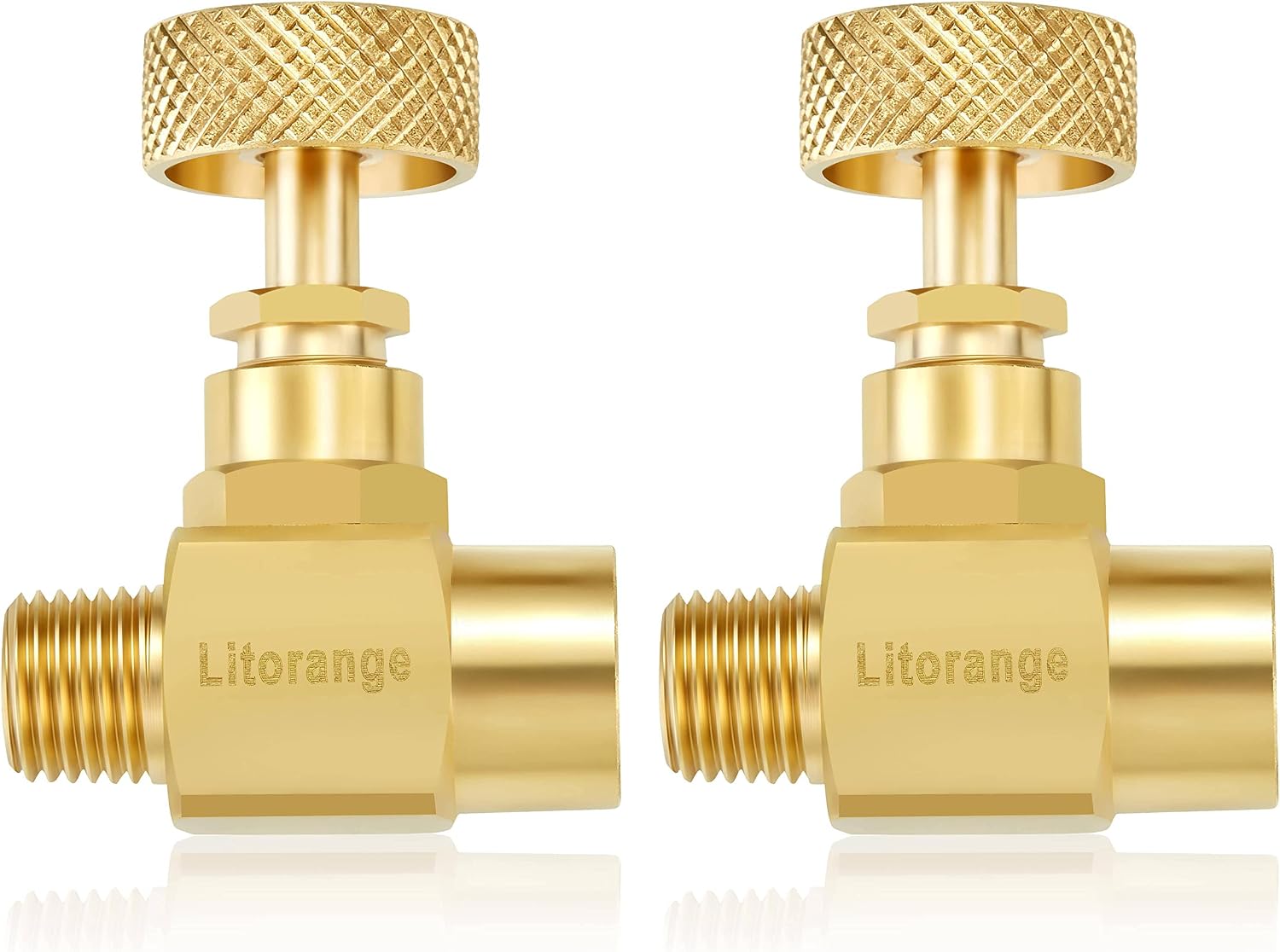 Litorange 2 Pack Heavy Duty Brass Replacement Control Needle Valve 1/4" Male NPT X 1/4" Female NPT Connection