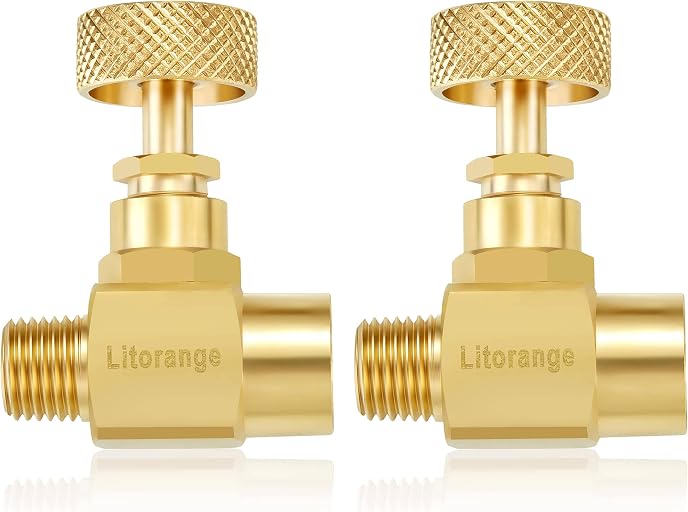 Litorange 2 Pack Heavy Duty Brass Replacement Control Needle Valve 1/4" Male NPT X 1/4" Female NPT Connection