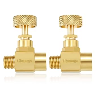 Litorange 2 Pack Heavy Duty Brass Replacement Control Needle Valve 1/4" Male NPT X 1/4" Female NPT Connection