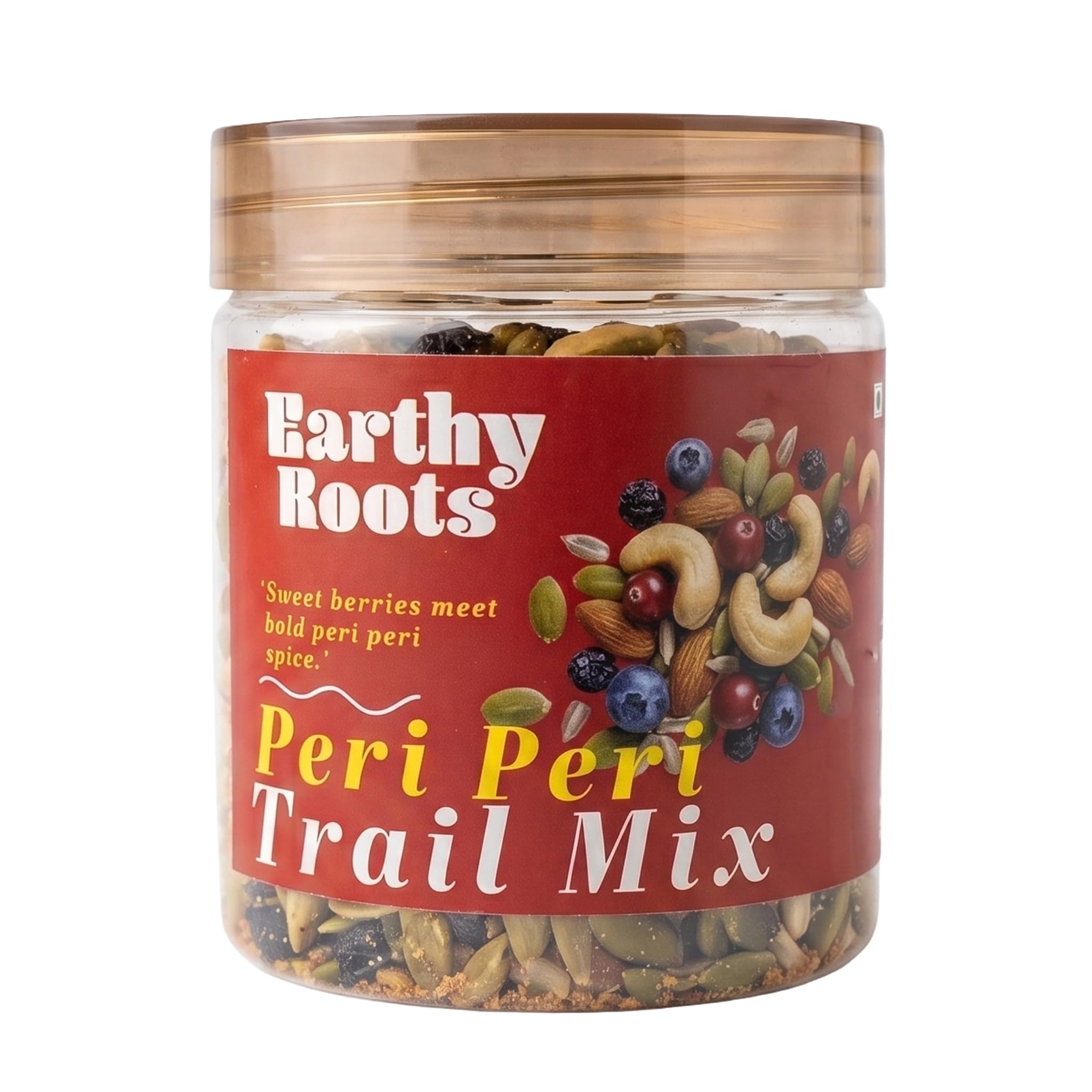 peri peri trail mix | 7 superfood dry fruit & seed mix | almonds, cashews, blueberries, blackcurrant, pumpkin & sunflower seeds | olive oil roasted healthy snack | 250g pack of 1
