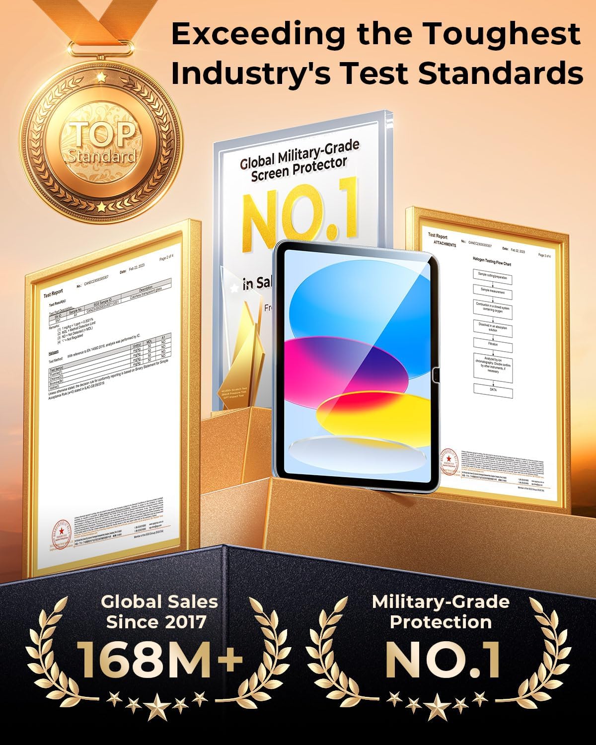 DIMONCOAT 2 Pack Screen Protector for iPad A16 2025 11th Gen (11 Inch) / 10th Gen 2022 (10.9 Inch), Military-Grade Shatterproof 9H+ Tempered Glass with Easy Install Tray, HD Clarity, Bubble Free, Anti-Scratch, Apple Pencil Compatible, Case Friendly