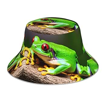 Cute Red Eyes Tree Frogs Bucket Hat Cotton,Sun Hat for Women