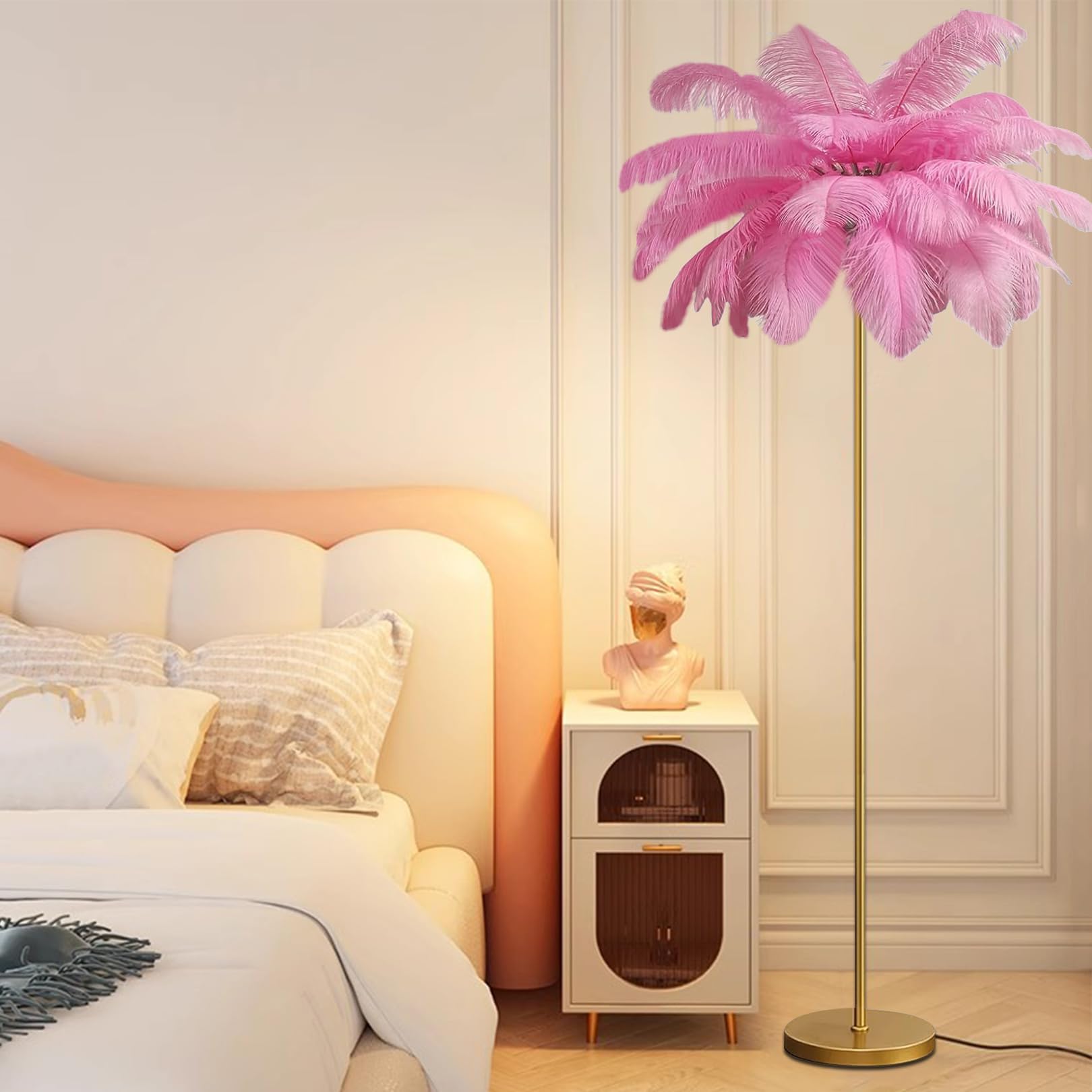 Lámpara de hotel elegante de plumas para iluminar rincones oscuros 8
