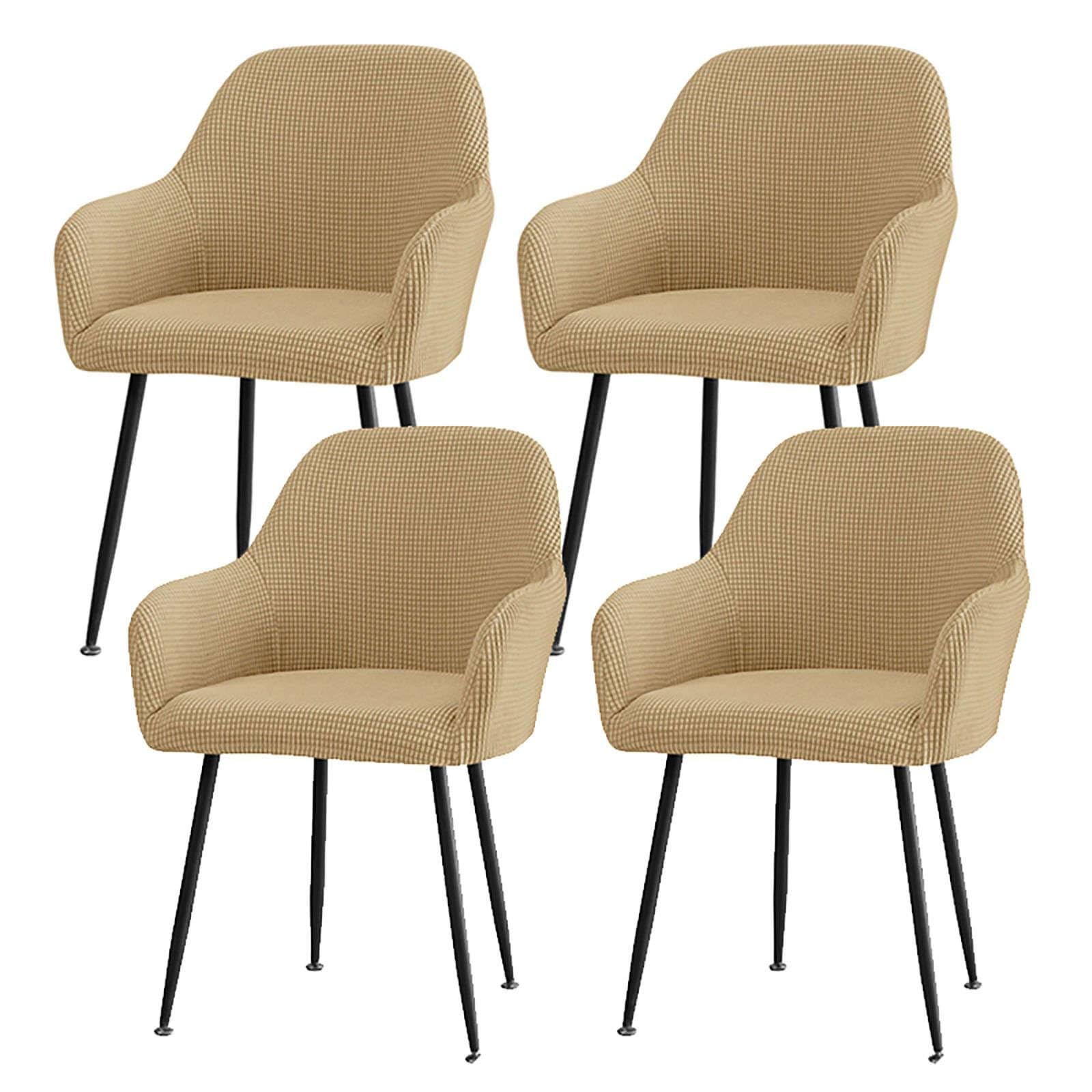 Housse de chaise avec accoudoirs extensible kaki, lot de 4