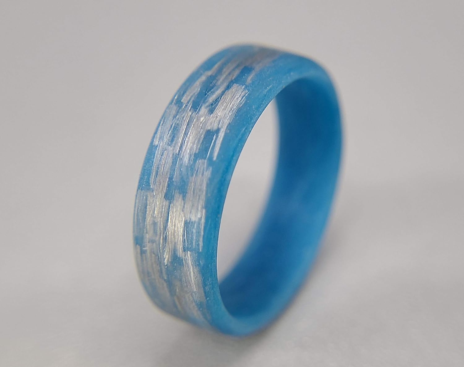 Handmade Ring Band - Men's or Women's Texalium Blue Glow Ring, Matte Finish, Glow-in-the-Dark, Durable, Scratch Resistant, Waterproof, Sizes 4-16, Custom Band Widths