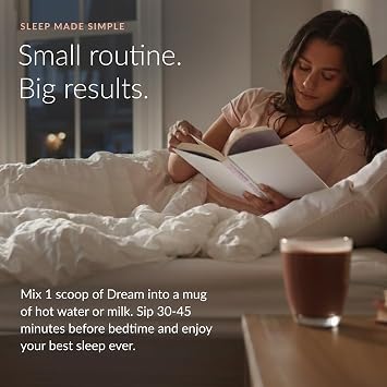 BEAM Dream Sleep Powder Magnesium Sleep Aid for Adults with Melatonin, L-Theanine, Reishi Mushroom & Apigenin, Sleep Supplement, Sleep Cocoa Hot Chocolate Drink Mix, Brownie Batter, 30 Servings