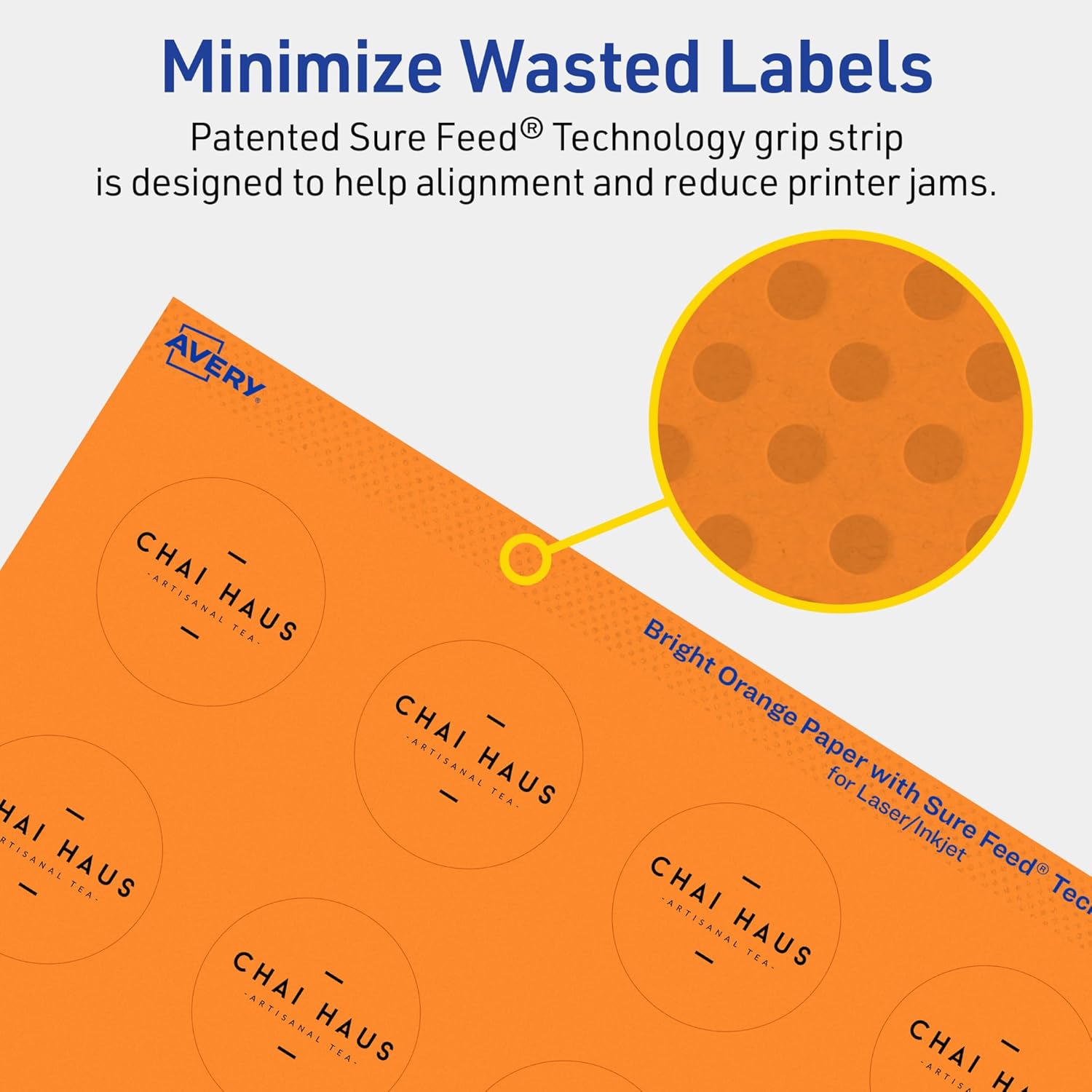 Avery Printable Round Labels, Sure Feed Technology, 1-1/2" Diameter, Bright Orange Labels, Print-to-The-Edge, Laser/Inkjet Printable, 800 Total, Great for Stickers and Candles